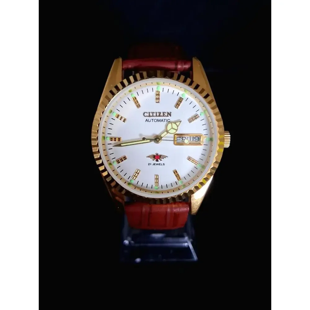 Vintage Men's Automatic Citizen Eagle 7 Leather Watch RARE